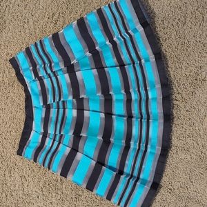 Beautiful pleated A-line mini skirt size 12,  Turquoise, gray and black stripes